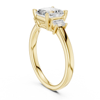 Asscher Cut Three Stone Diamond Engagement Ring