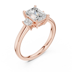 Emerald Cut Three Stone Diamond Engagement Ring