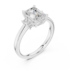 Emerald Cut Three Stone Diamond Engagement Ring