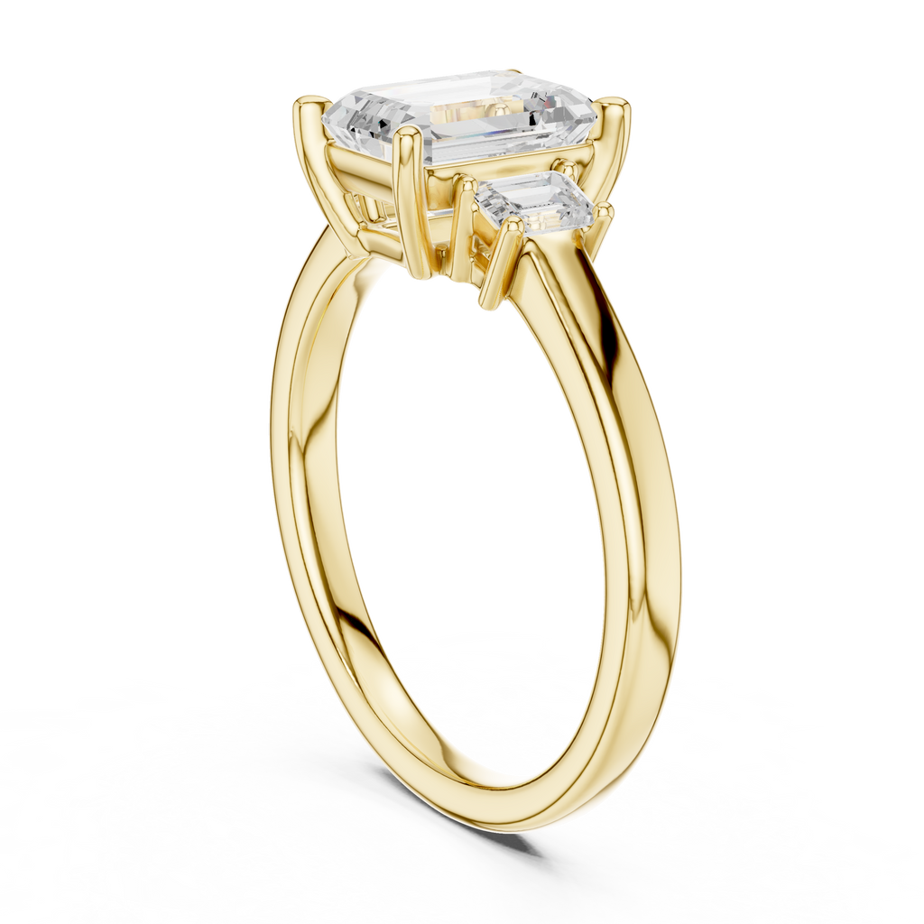 Emerald Cut Three Stone Diamond Engagement Ring