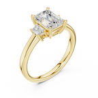 Emerald Cut Three Stone Diamond Engagement Ring