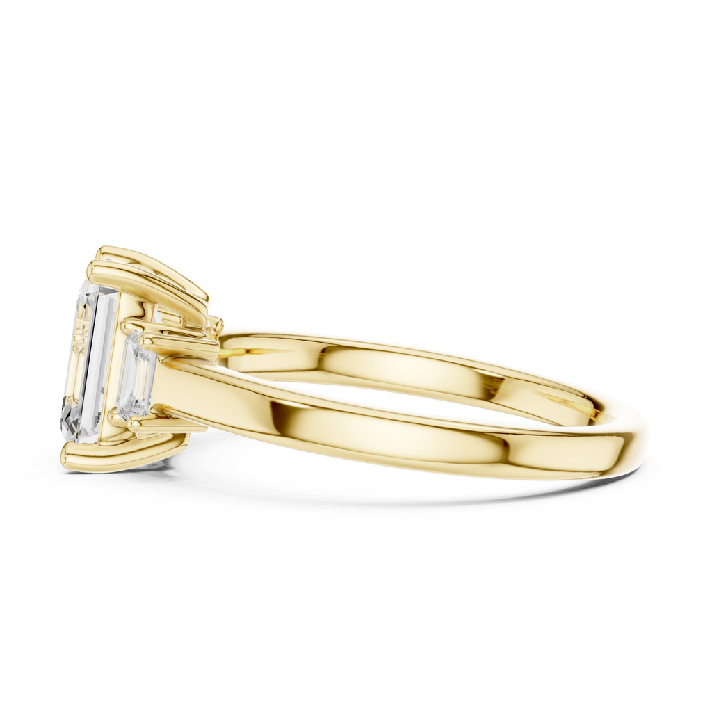 Emerald Cut Three Stone Diamond Engagement Ring