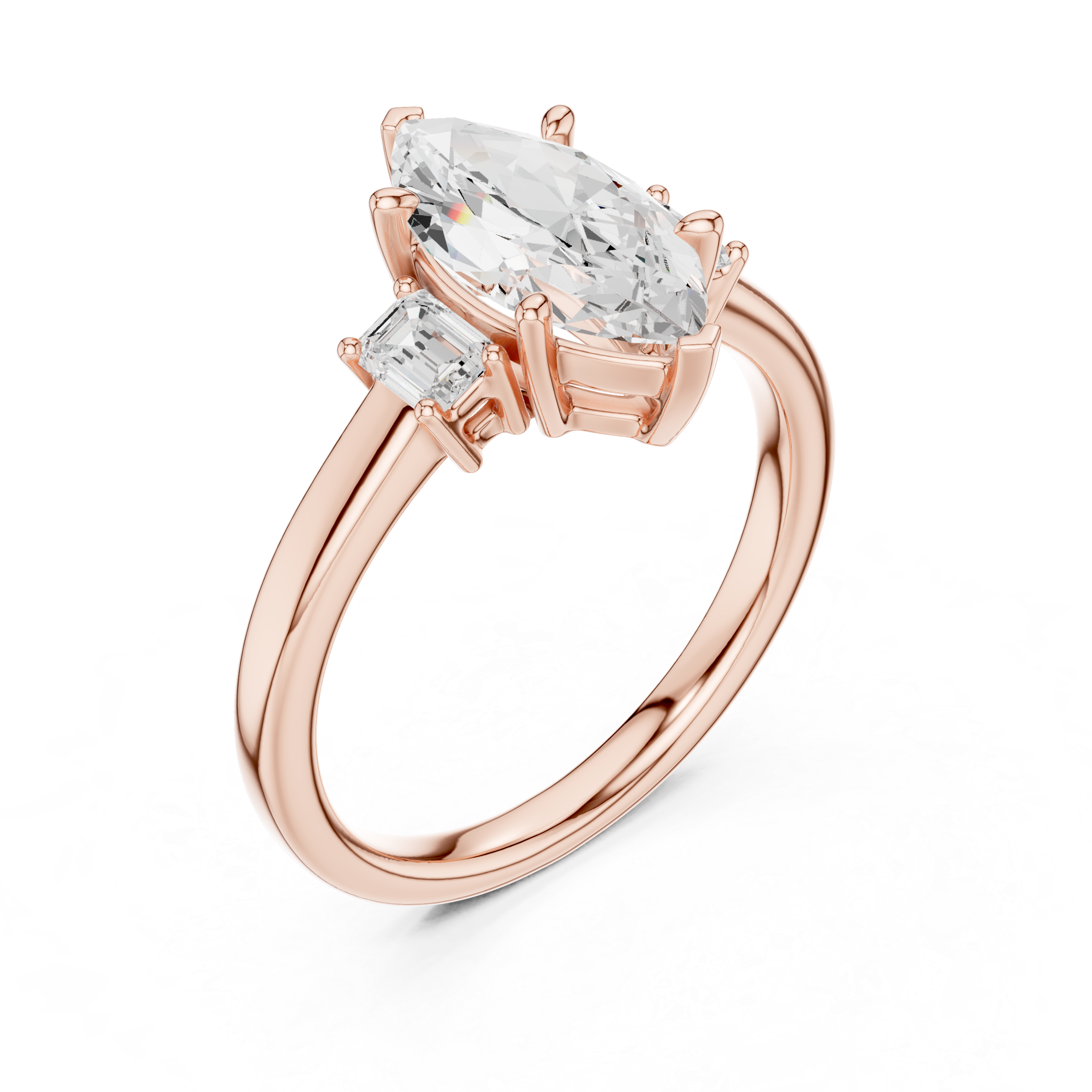 Marquise Cut Three Stone Diamond Engagement Ring