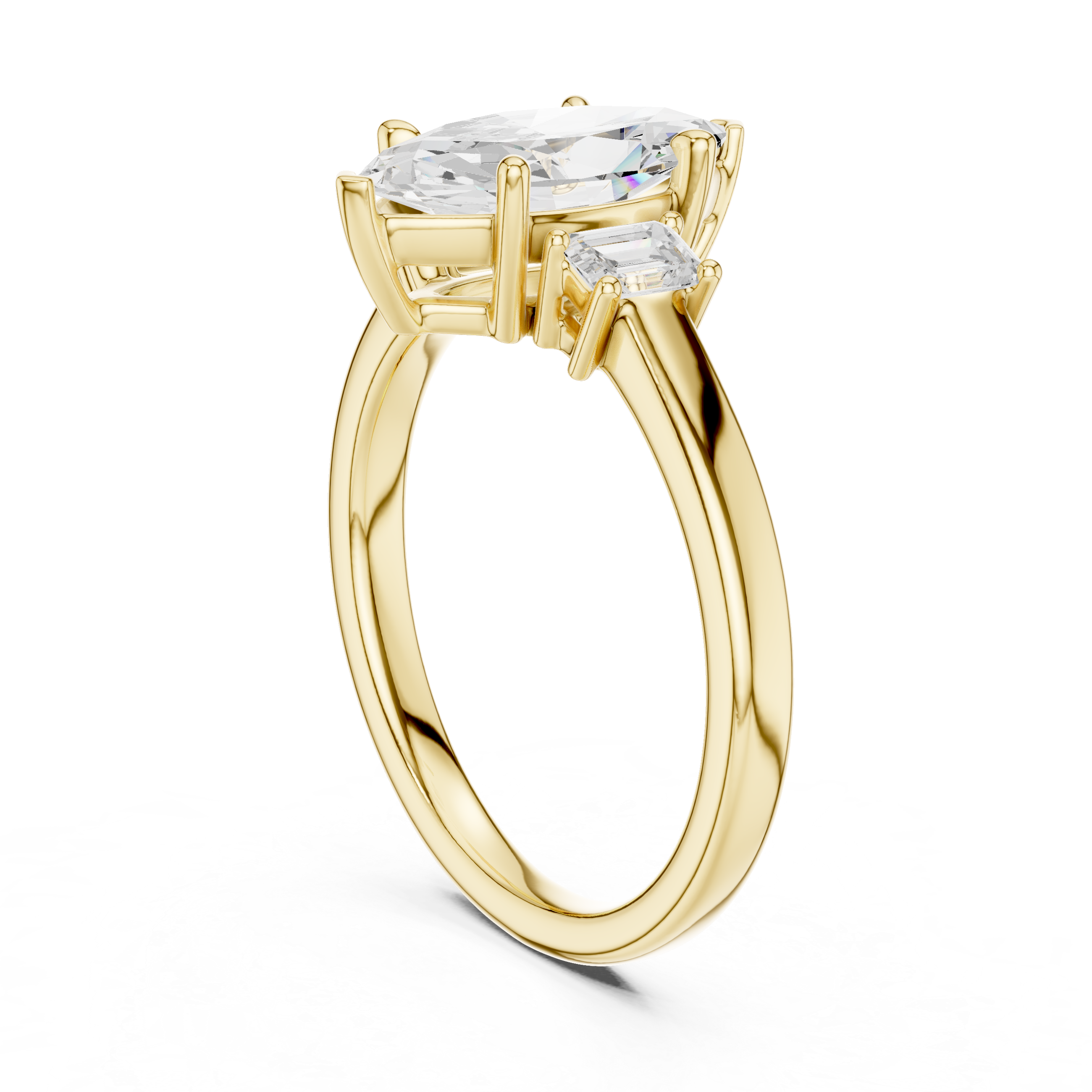 Marquise Cut Three Stone Diamond Engagement Ring