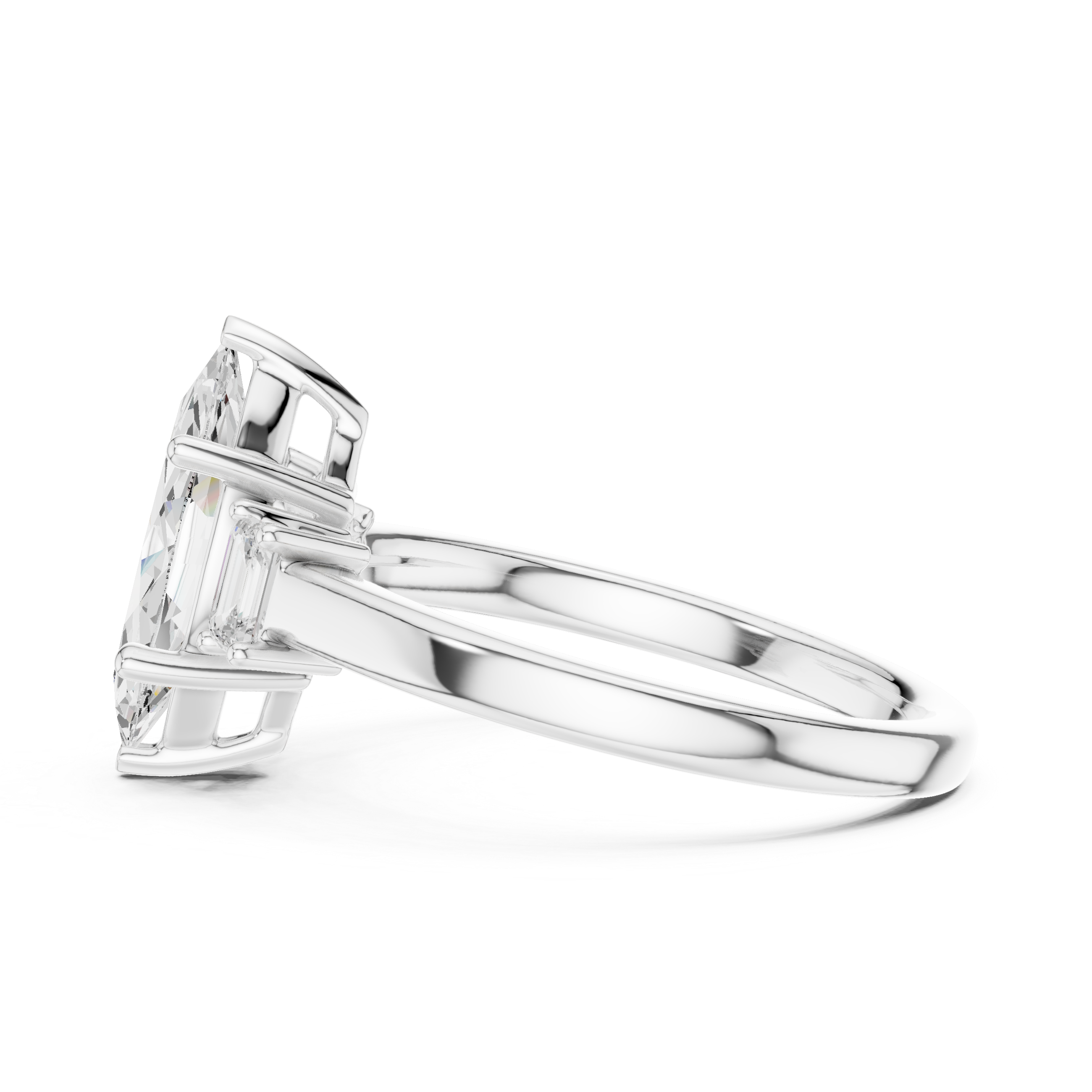 Marquise Cut Three Stone Diamond Engagement Ring