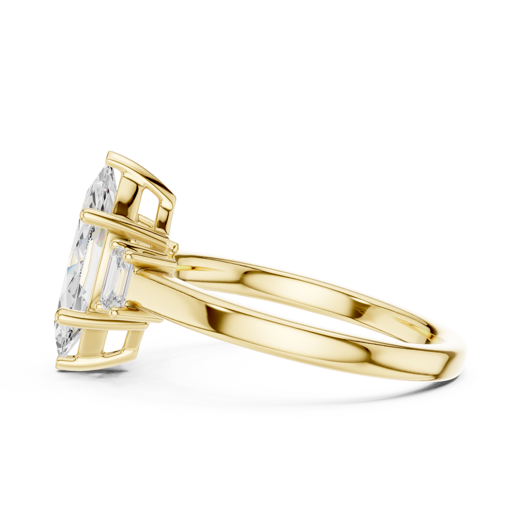Marquise Cut Three Stone Diamond Engagement Ring
