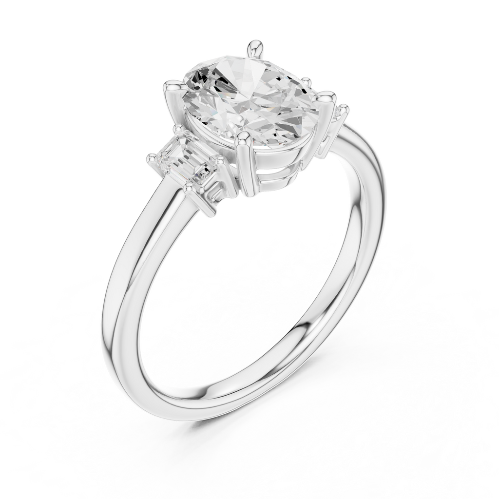 Oval Cut Three Stone Diamond Engagement Ring