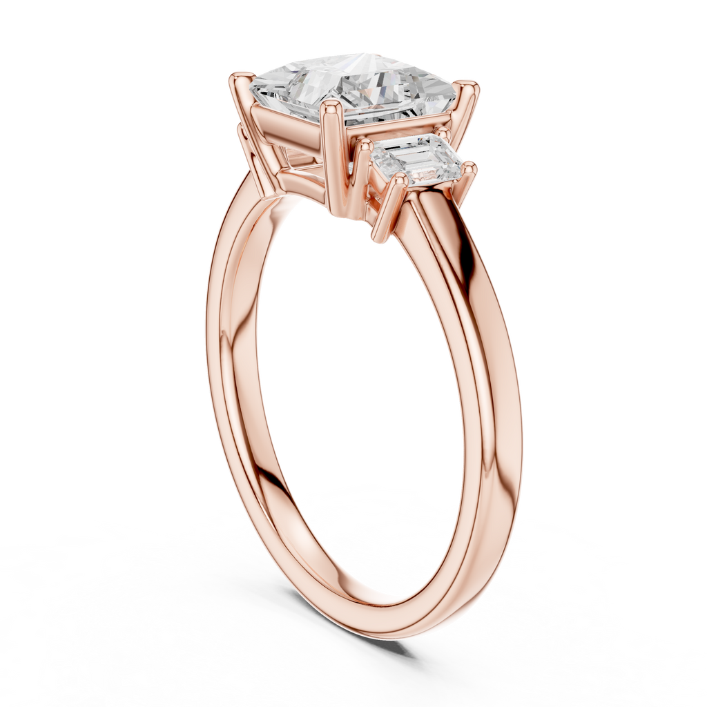 Princess Cut Three Stone Diamond Engagement Ring