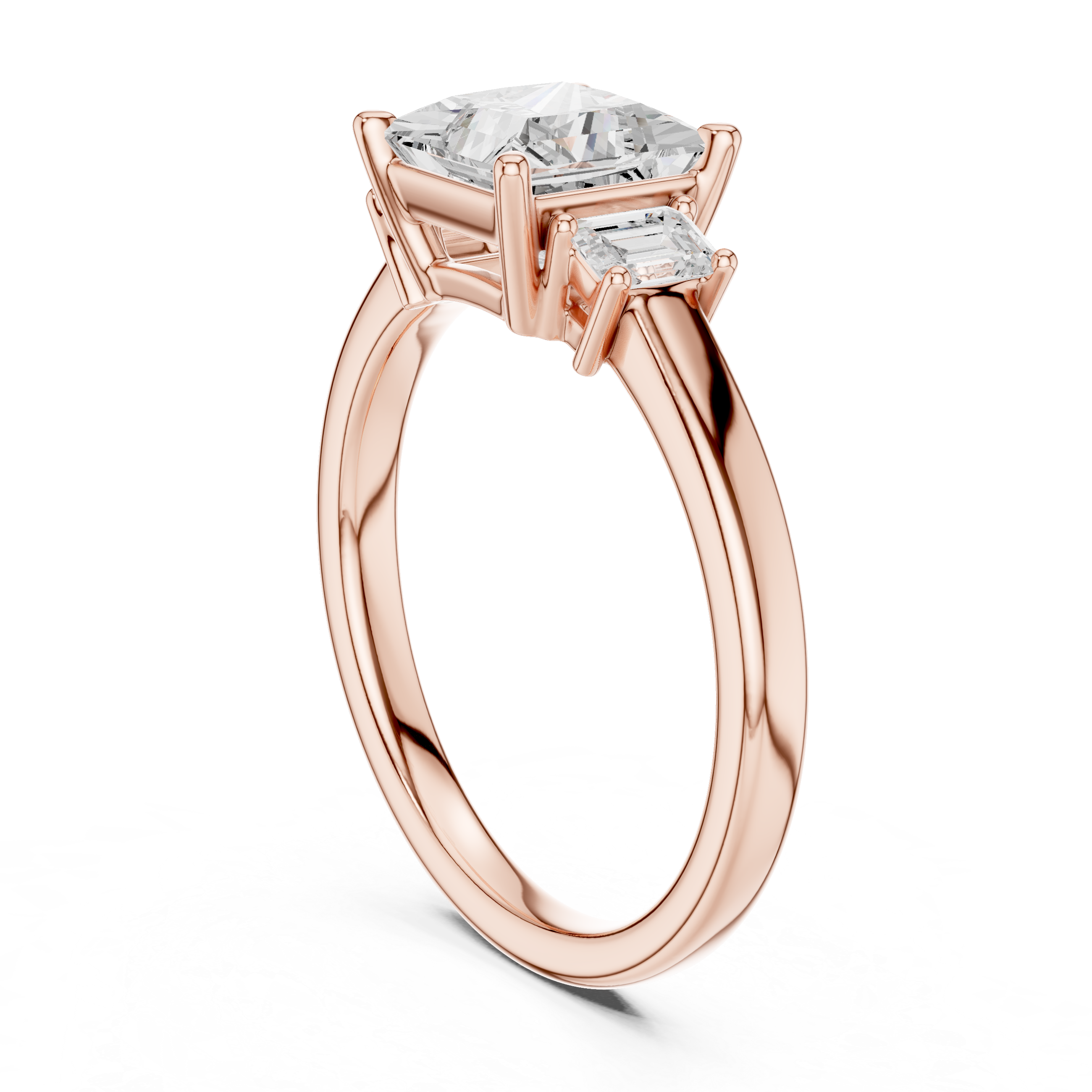 Princess Cut Three Stone Diamond Engagement Ring