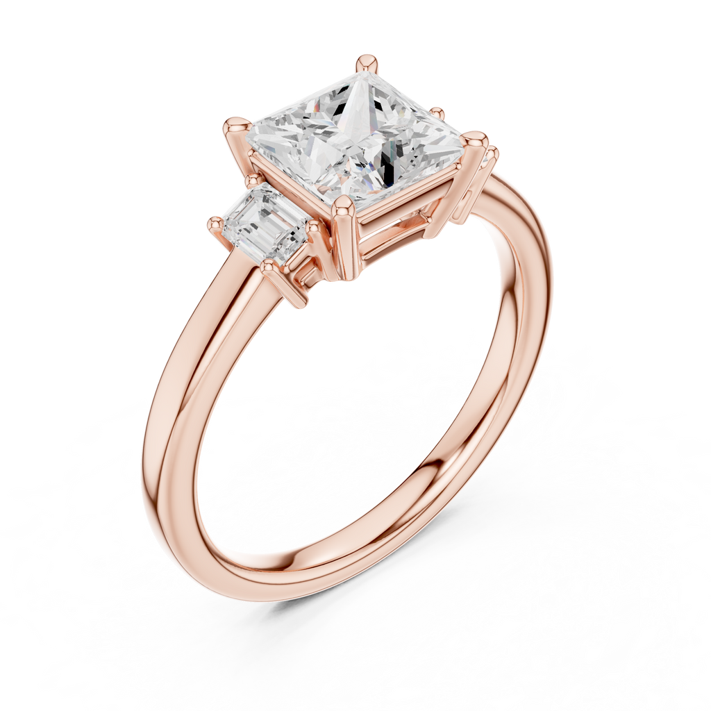 Princess Cut Three Stone Diamond Engagement Ring