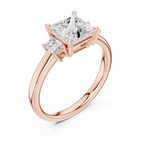 Princess Cut Three Stone Diamond Engagement Ring