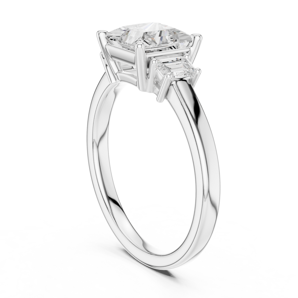 Princess Cut Three Stone Diamond Engagement Ring