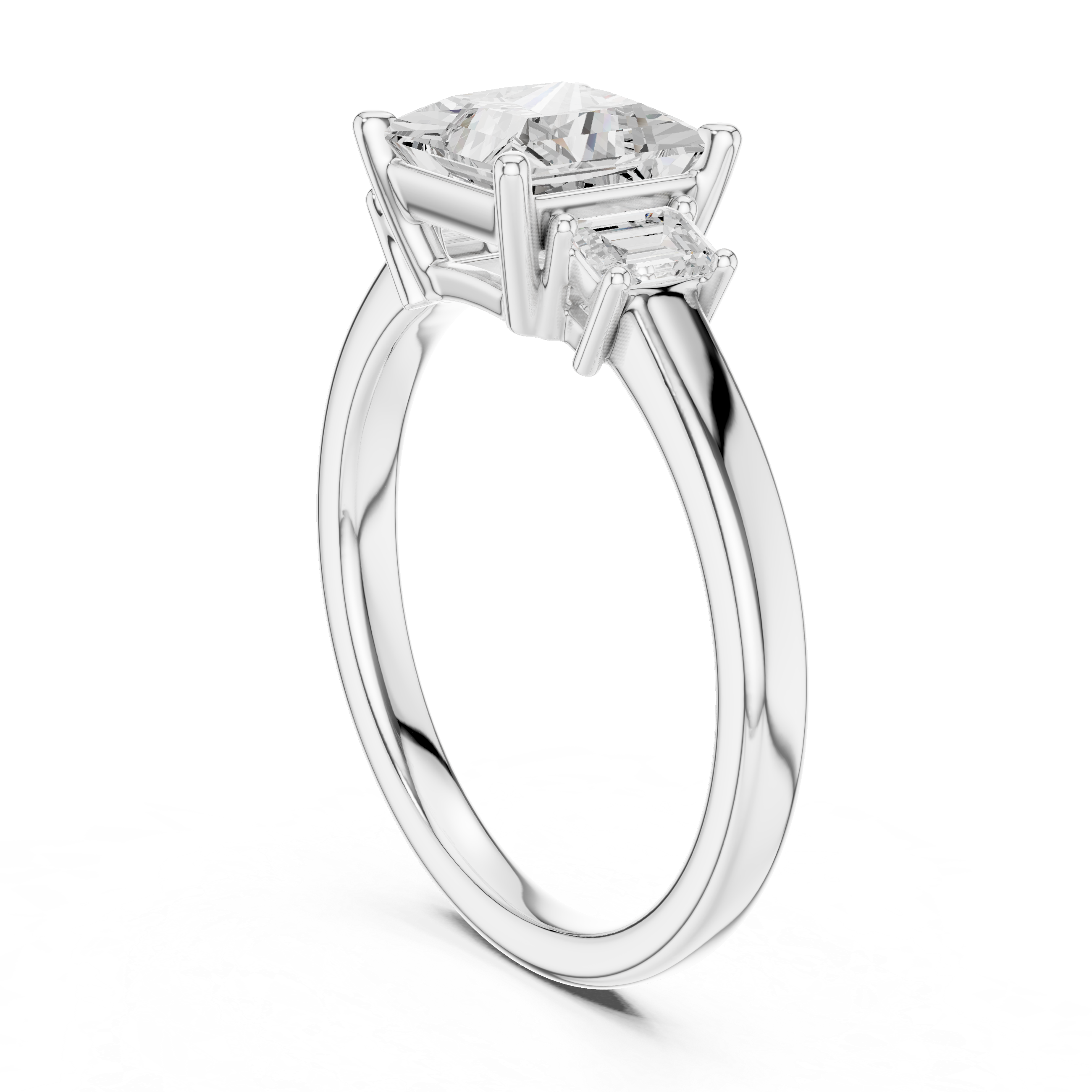 Princess Cut Three Stone Diamond Engagement Ring