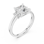 Princess Cut Three Stone Diamond Engagement Ring