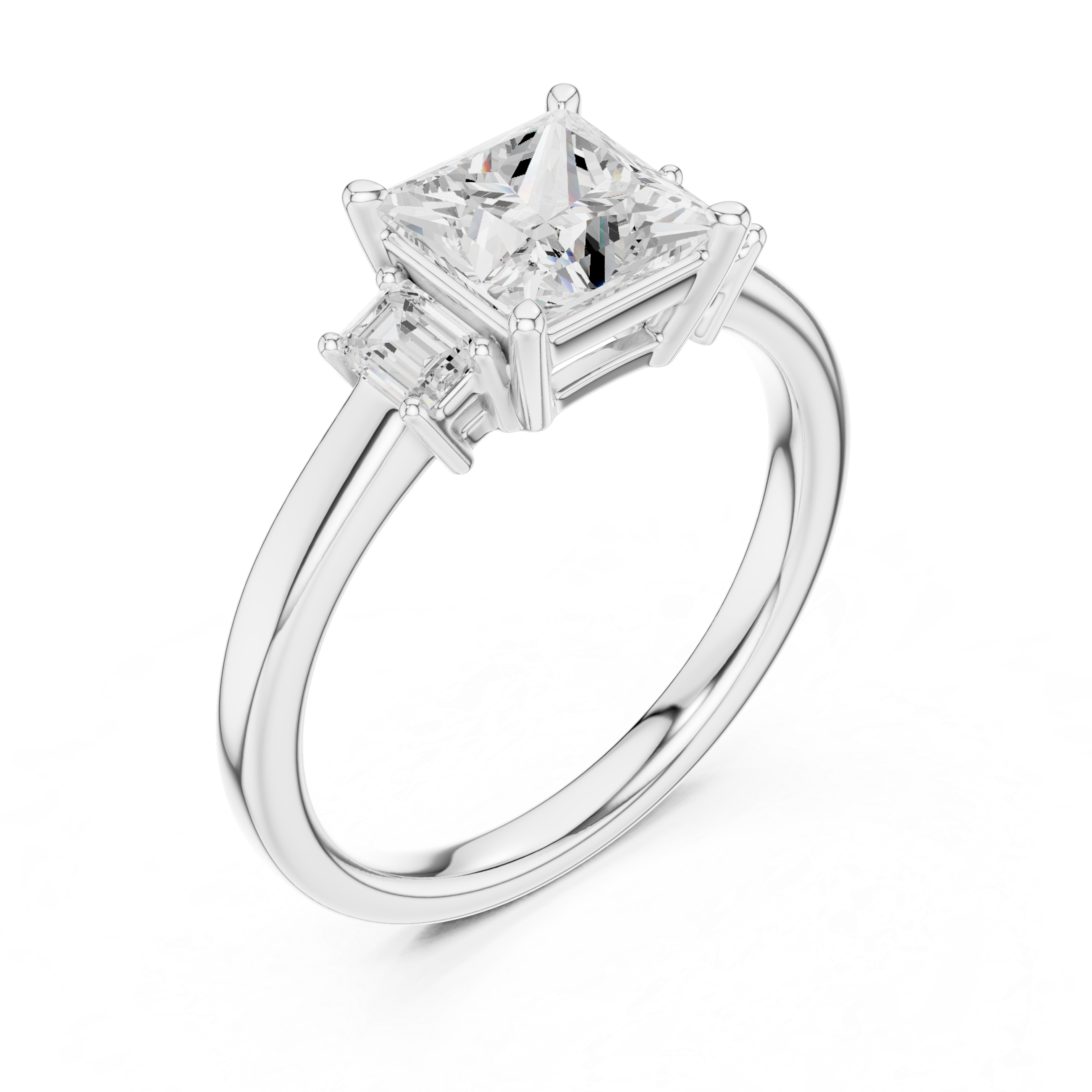 Princess Cut Three Stone Diamond Engagement Ring