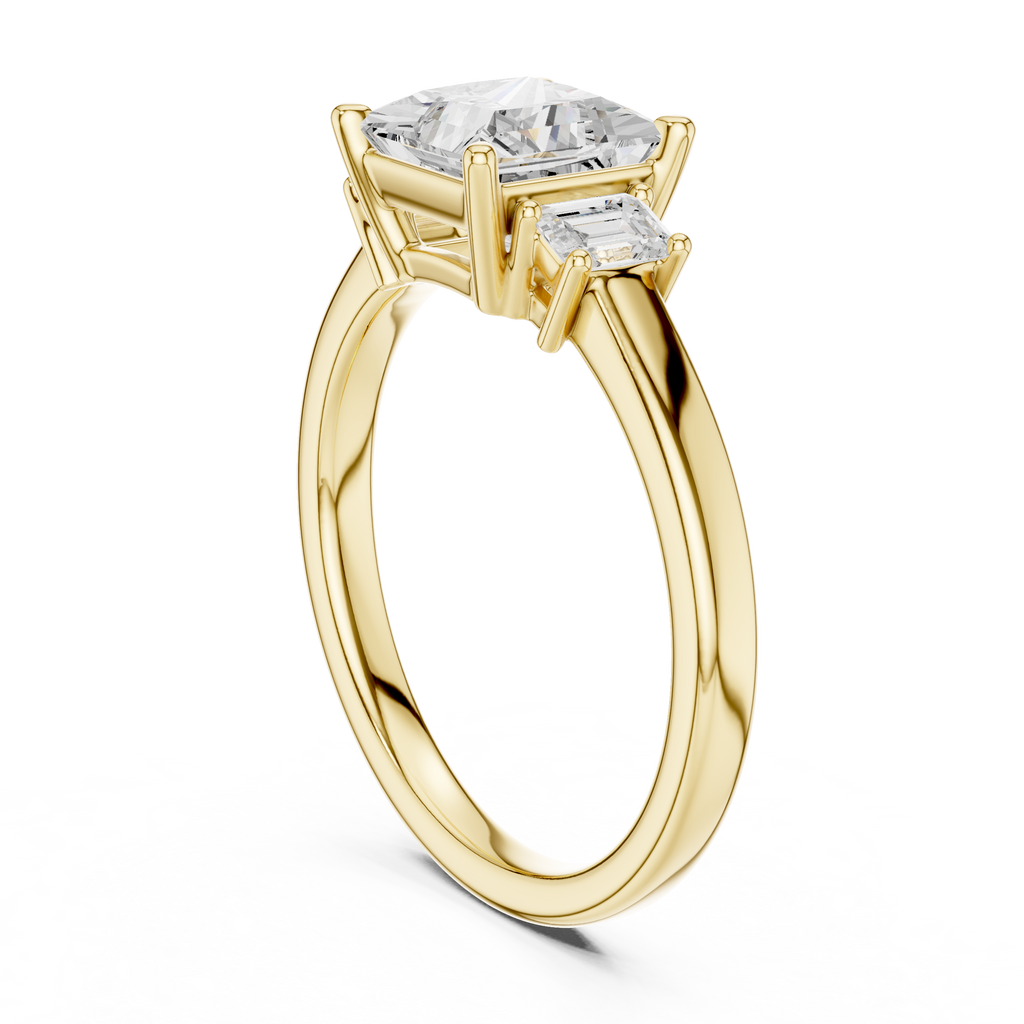 Princess Cut Three Stone Diamond Engagement Ring