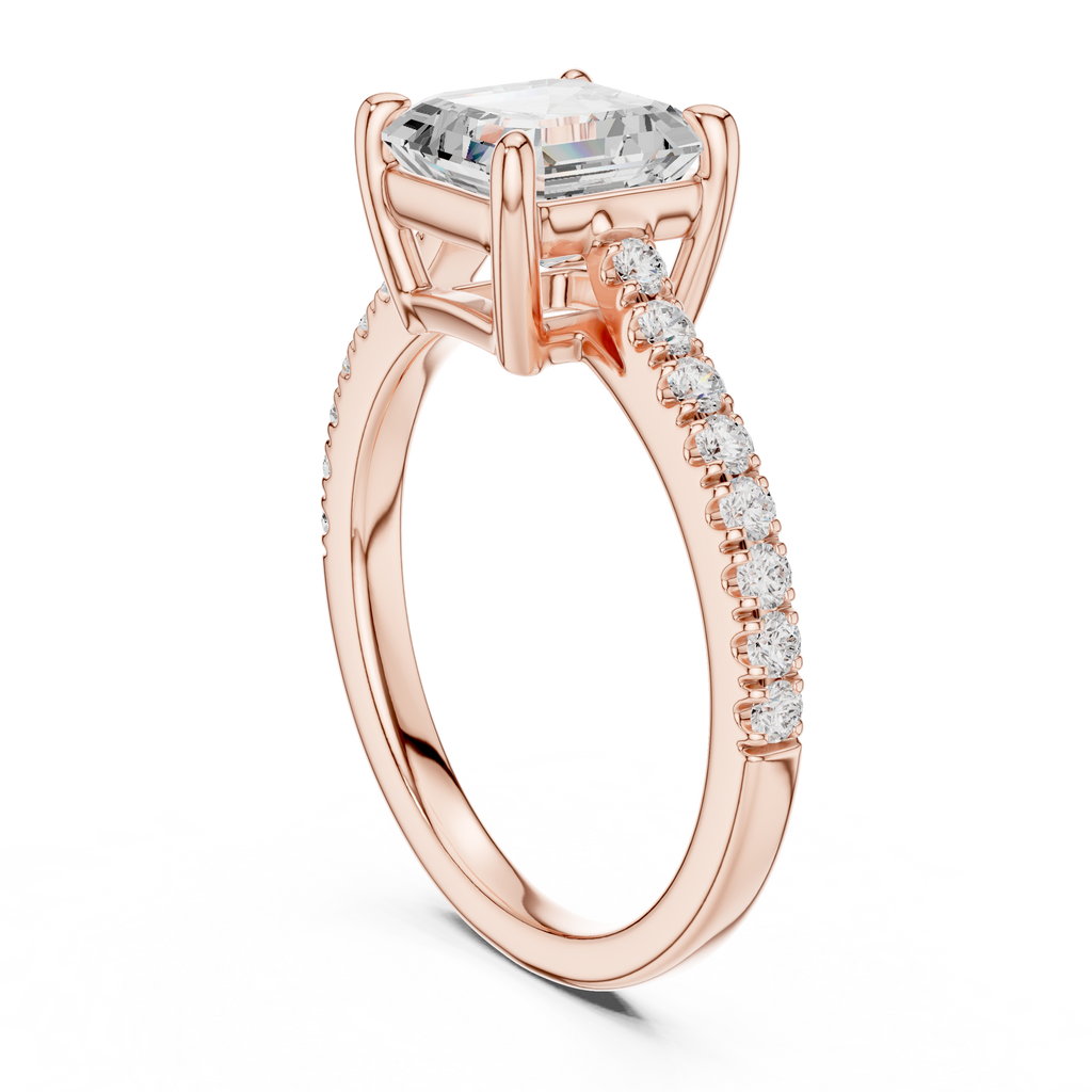 Asscher Cut Pavé Diamond Engagement Ring