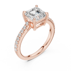 Asscher Cut Pavé Diamond Engagement Ring