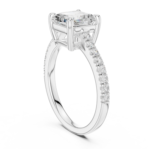 Asscher Cut Pavé Diamond Engagement Ring