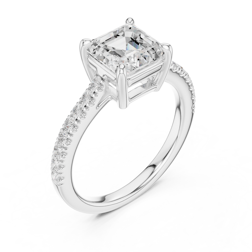 Asscher Cut Pavé Diamond Engagement Ring