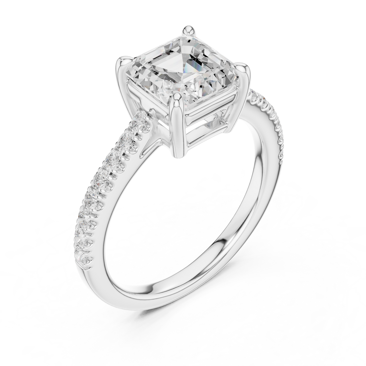 Asscher Cut Pavé Lab Grown Diamond Engagement Ring – Style DDLR-039-AC-1 – view 3 of 12 | Jewelix Atelier