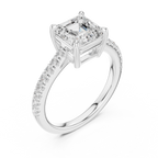 Asscher Cut Pavé Diamond Engagement Ring