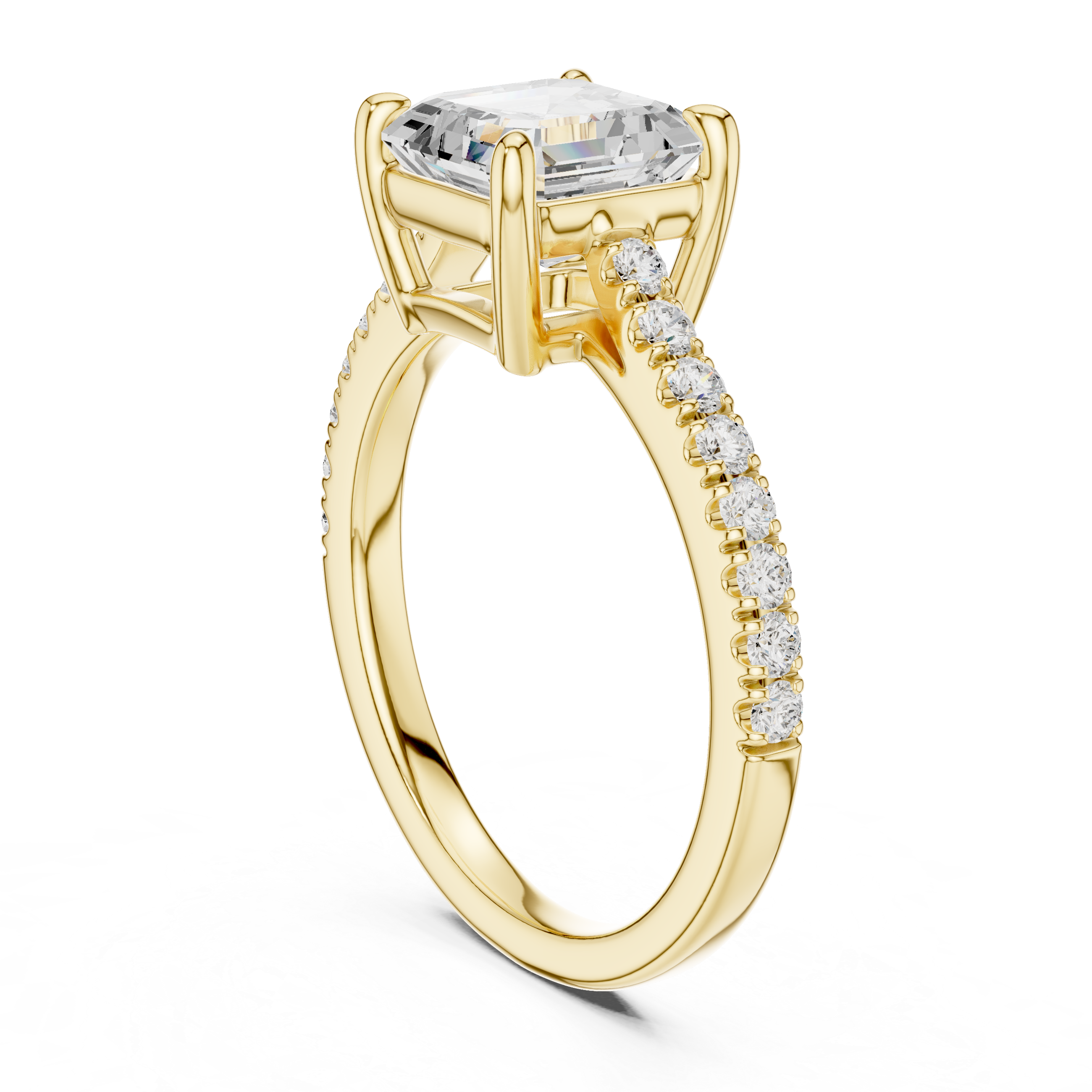 Asscher Cut Pavé Diamond Engagement Ring