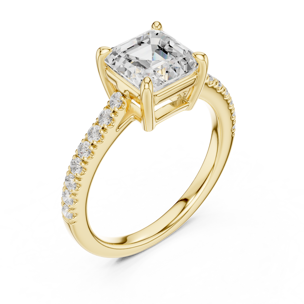 Asscher Cut Pavé Diamond Engagement Ring