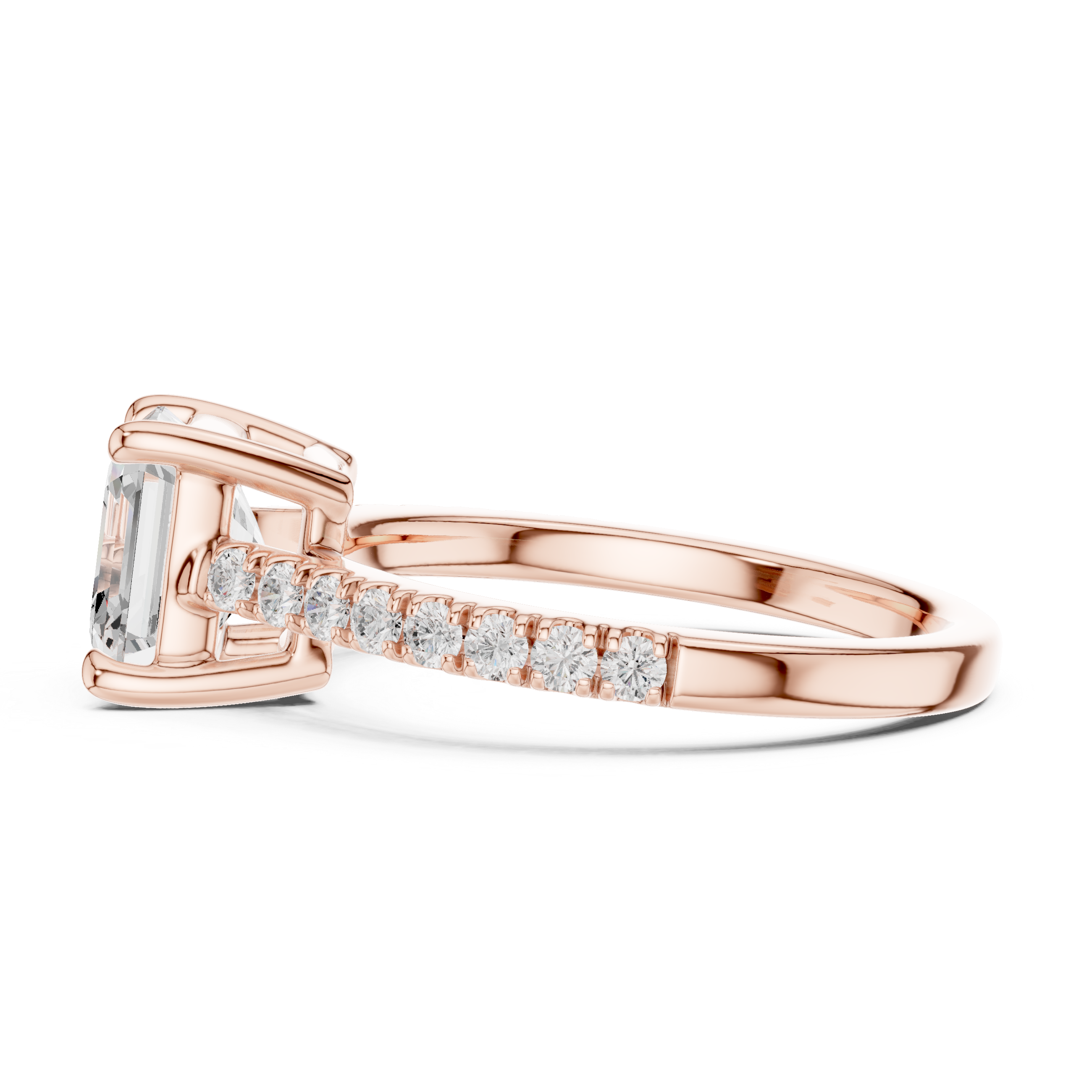 Asscher Cut Pavé Diamond Engagement Ring
