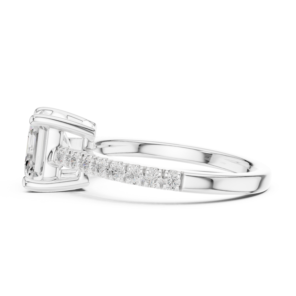 Asscher Cut Pavé Lab Grown Diamond Engagement Ring – Style DDLR-039-AC-1 – view 4 of 12 | Jewelix Atelier