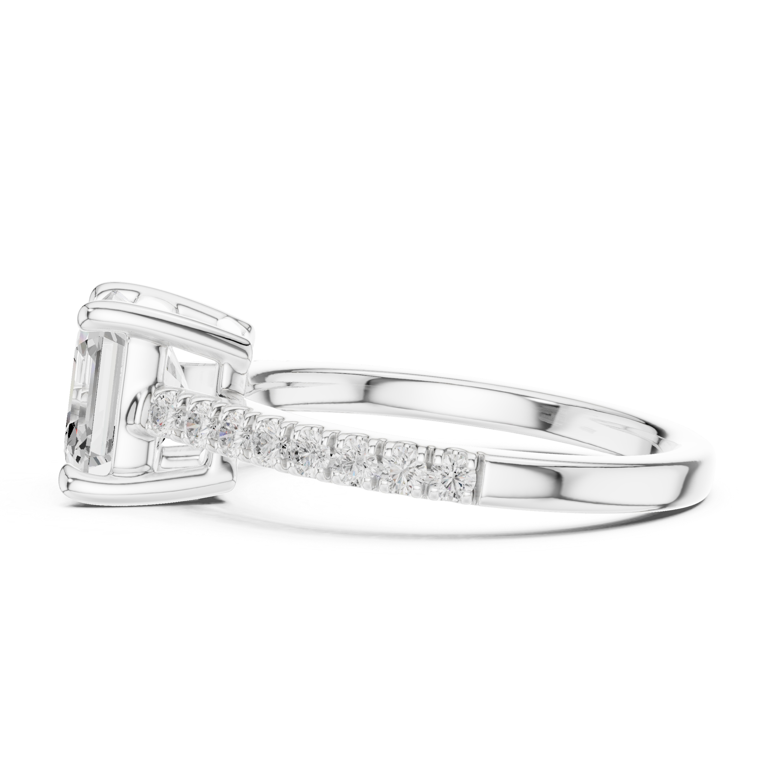 Asscher Cut Pavé Diamond Engagement Ring