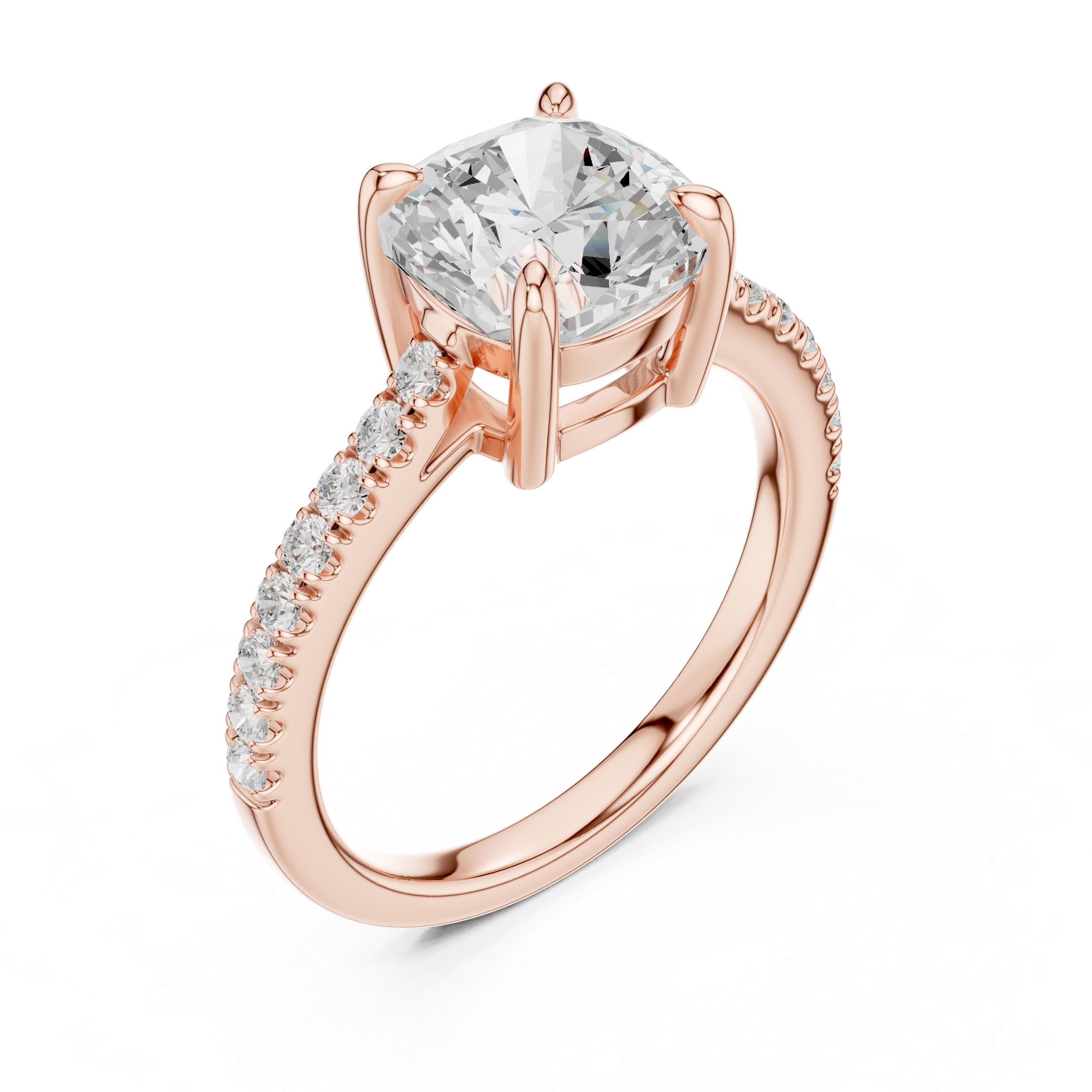 Cushion Cut Pavé Diamond Engagement Ring