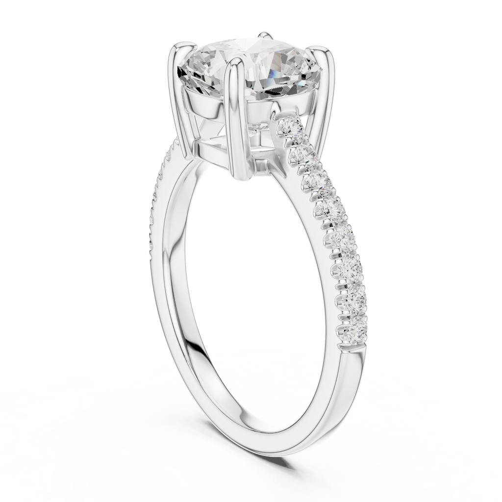 Cushion Cut Pavé Diamond Engagement Ring