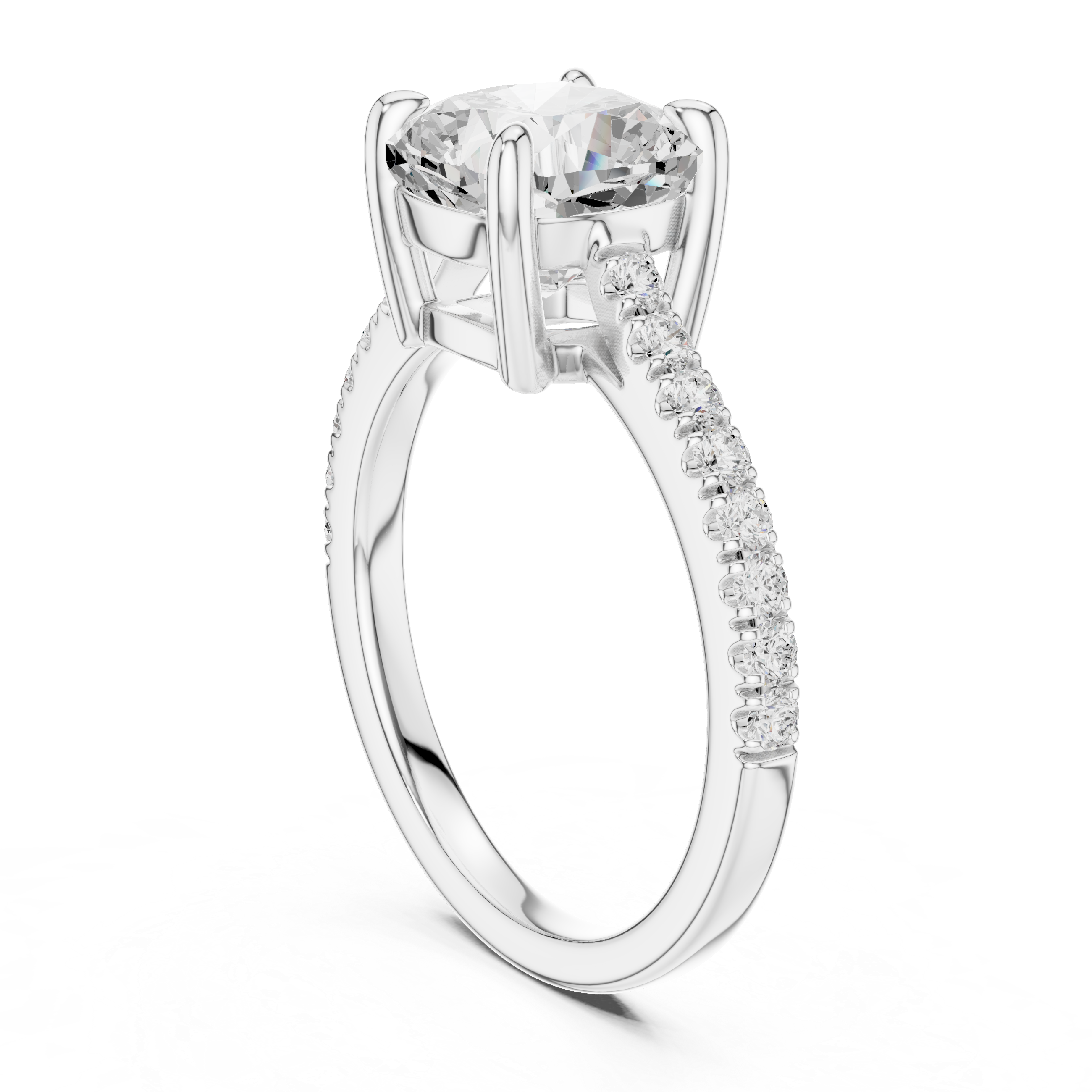 Cushion Cut Pavé Diamond Engagement Ring