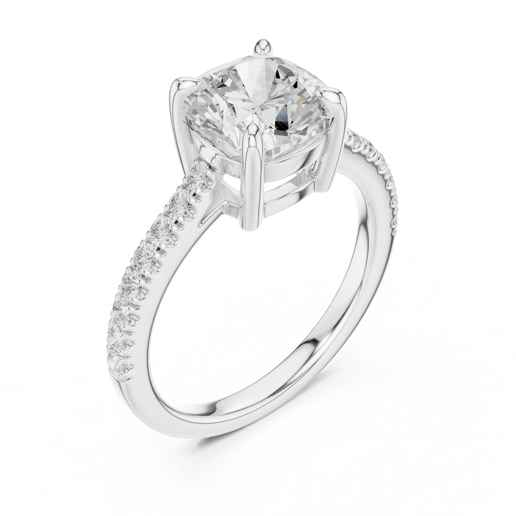 Cushion Cut Pavé Diamond Engagement Ring