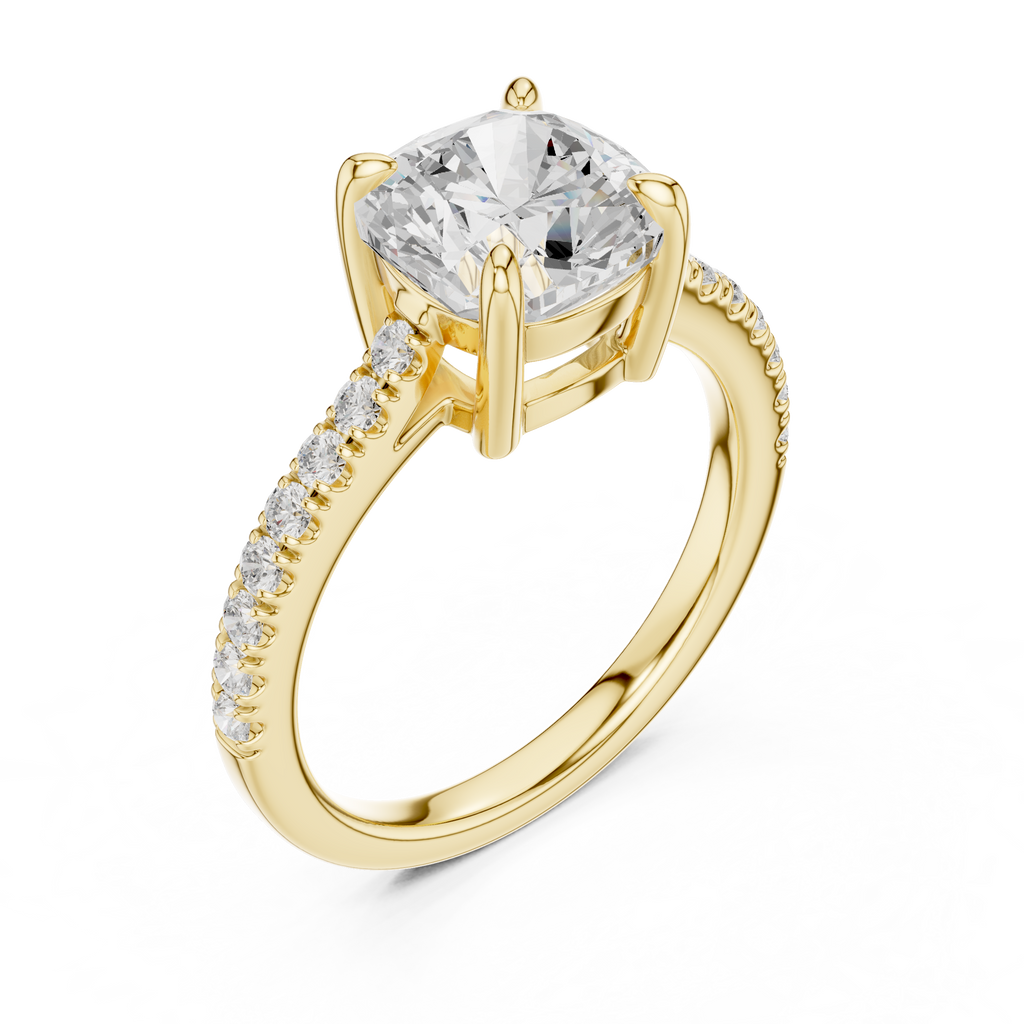 Cushion Cut Pavé Diamond Engagement Ring