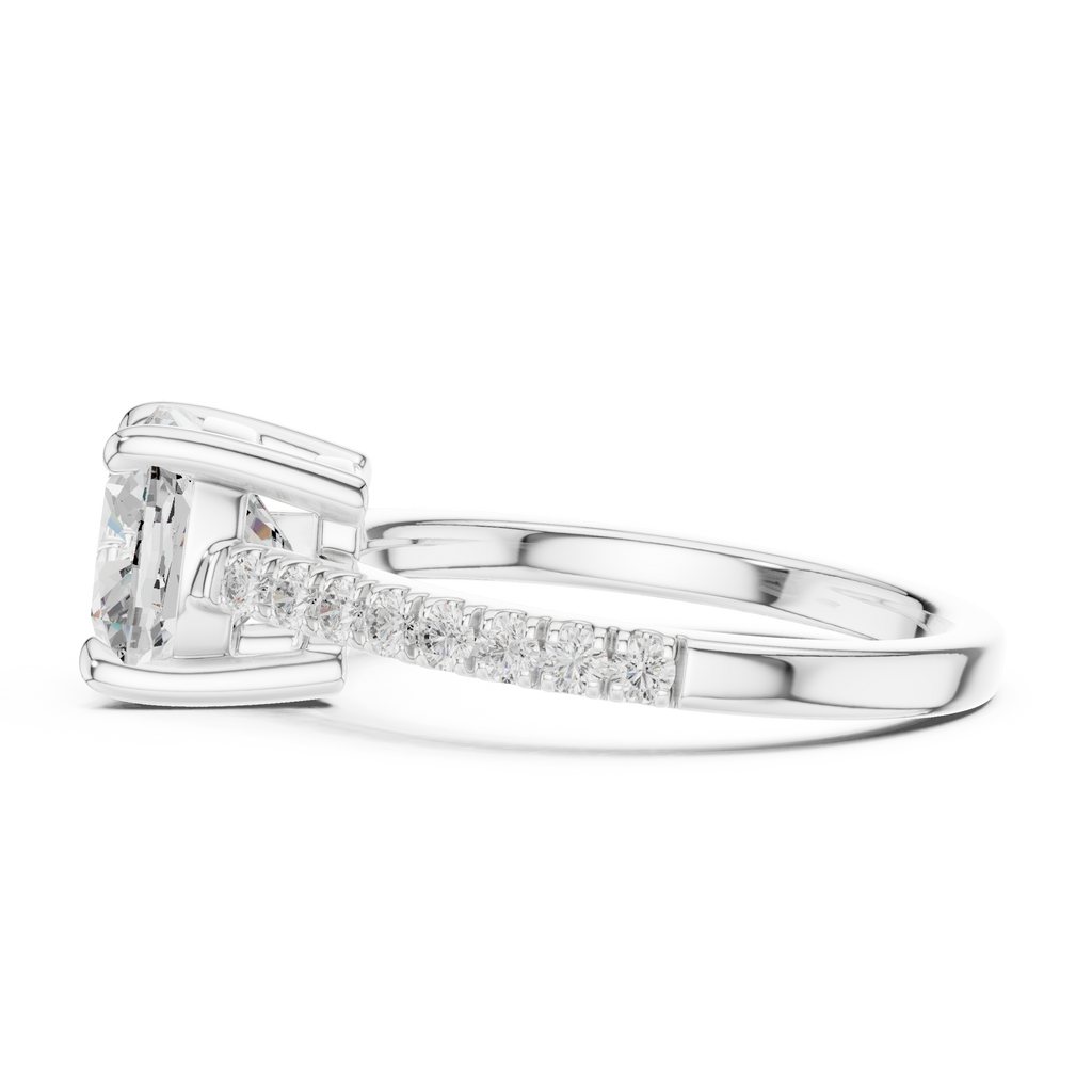 Cushion Cut Pavé Diamond Engagement Ring