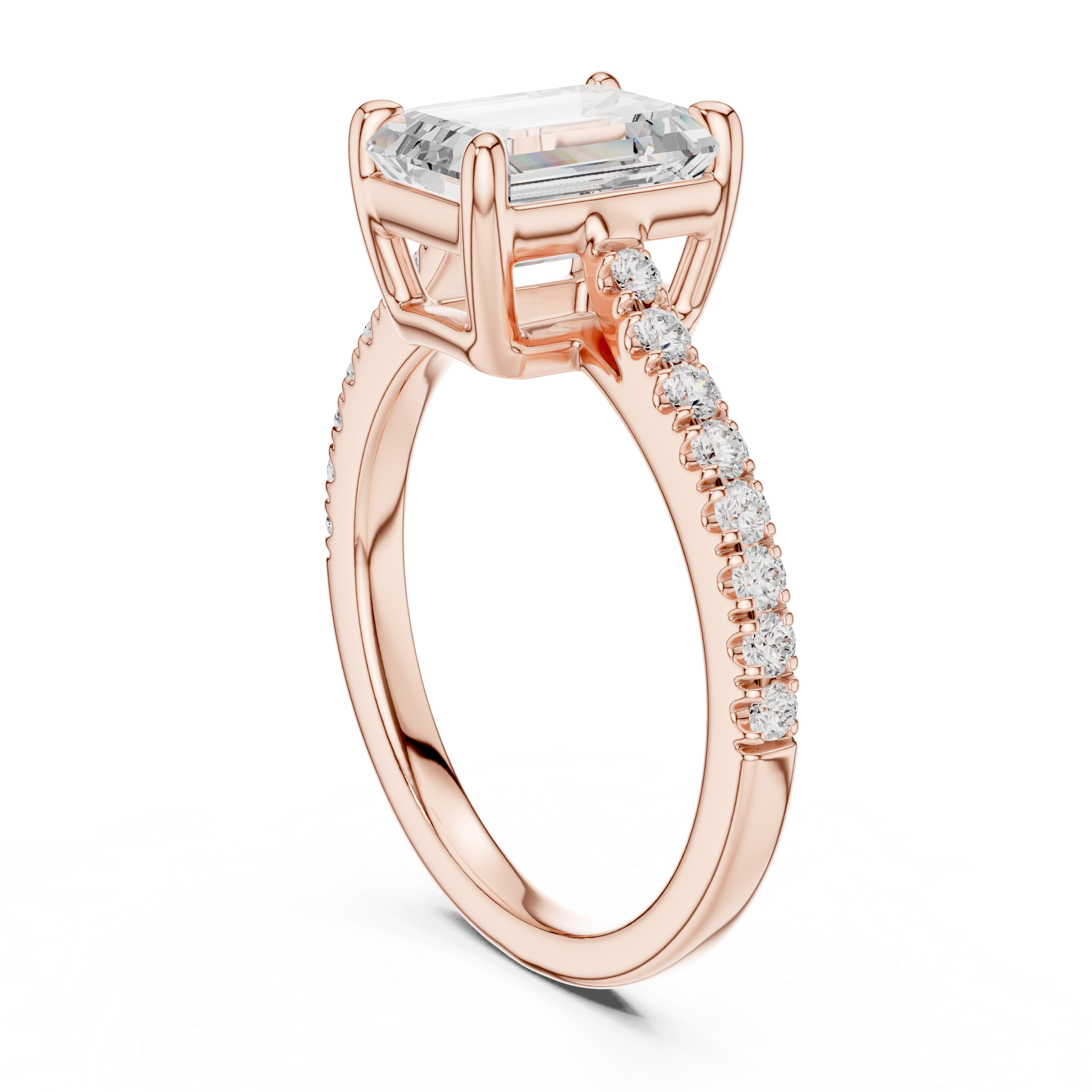 Emerald Cut Pavé Diamond Engagement Ring