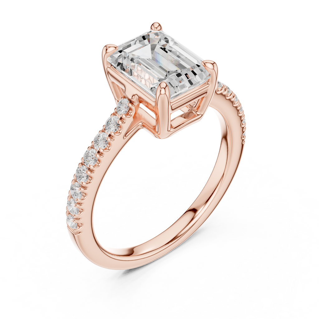 Emerald Cut Pavé Diamond Engagement Ring