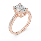 Emerald Cut Pavé Diamond Engagement Ring