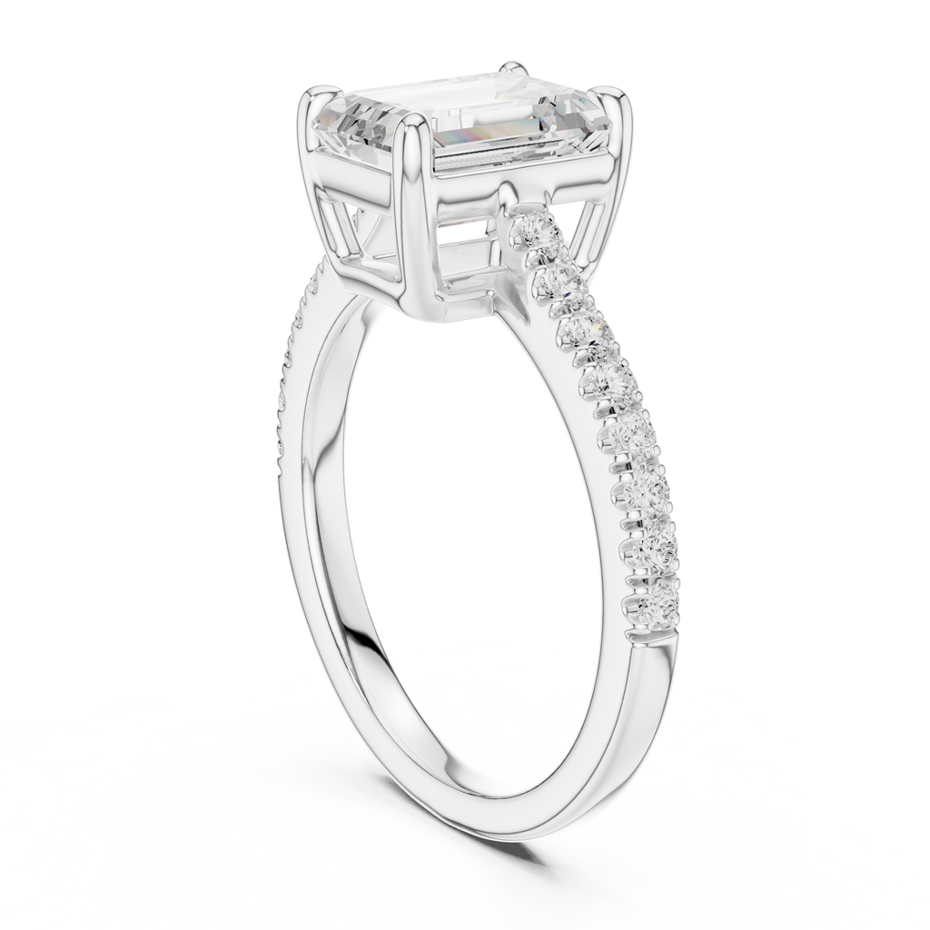 Emerald Cut Pavé Diamond Engagement Ring