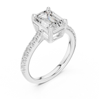 Emerald Cut Pavé Diamond Engagement Ring
