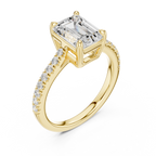 Emerald Cut Pavé Diamond Engagement Ring