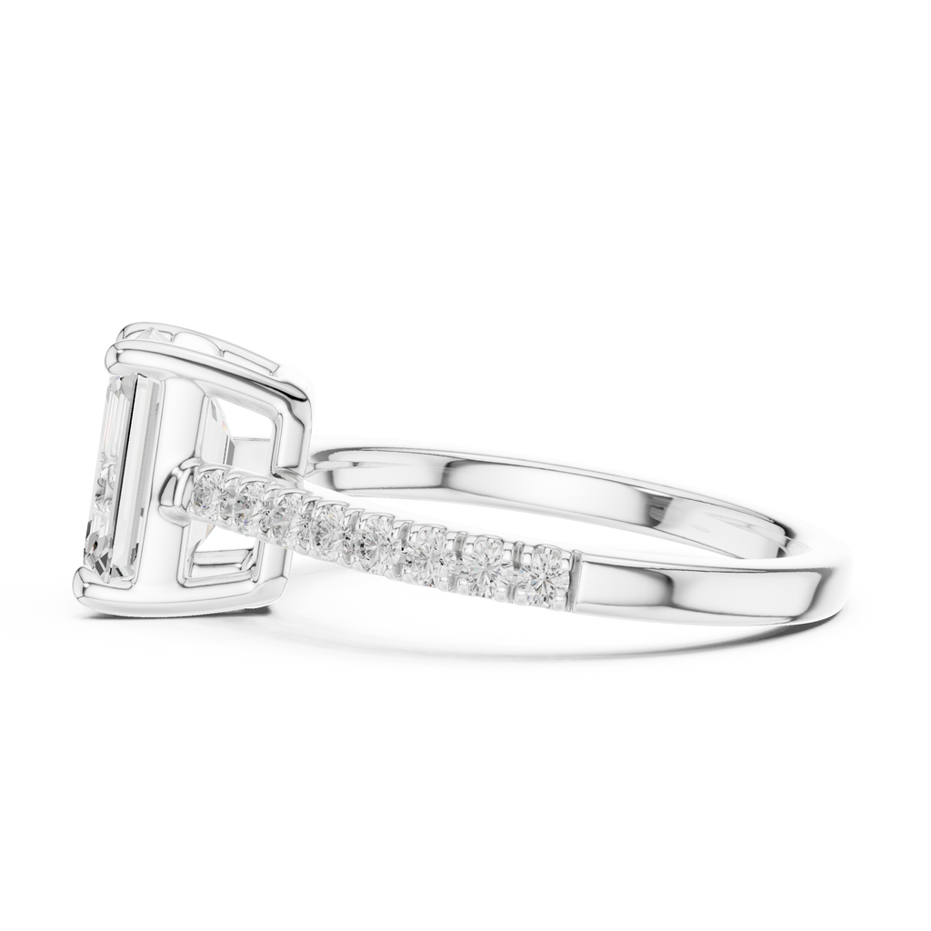 Emerald Cut Pavé Diamond Engagement Ring