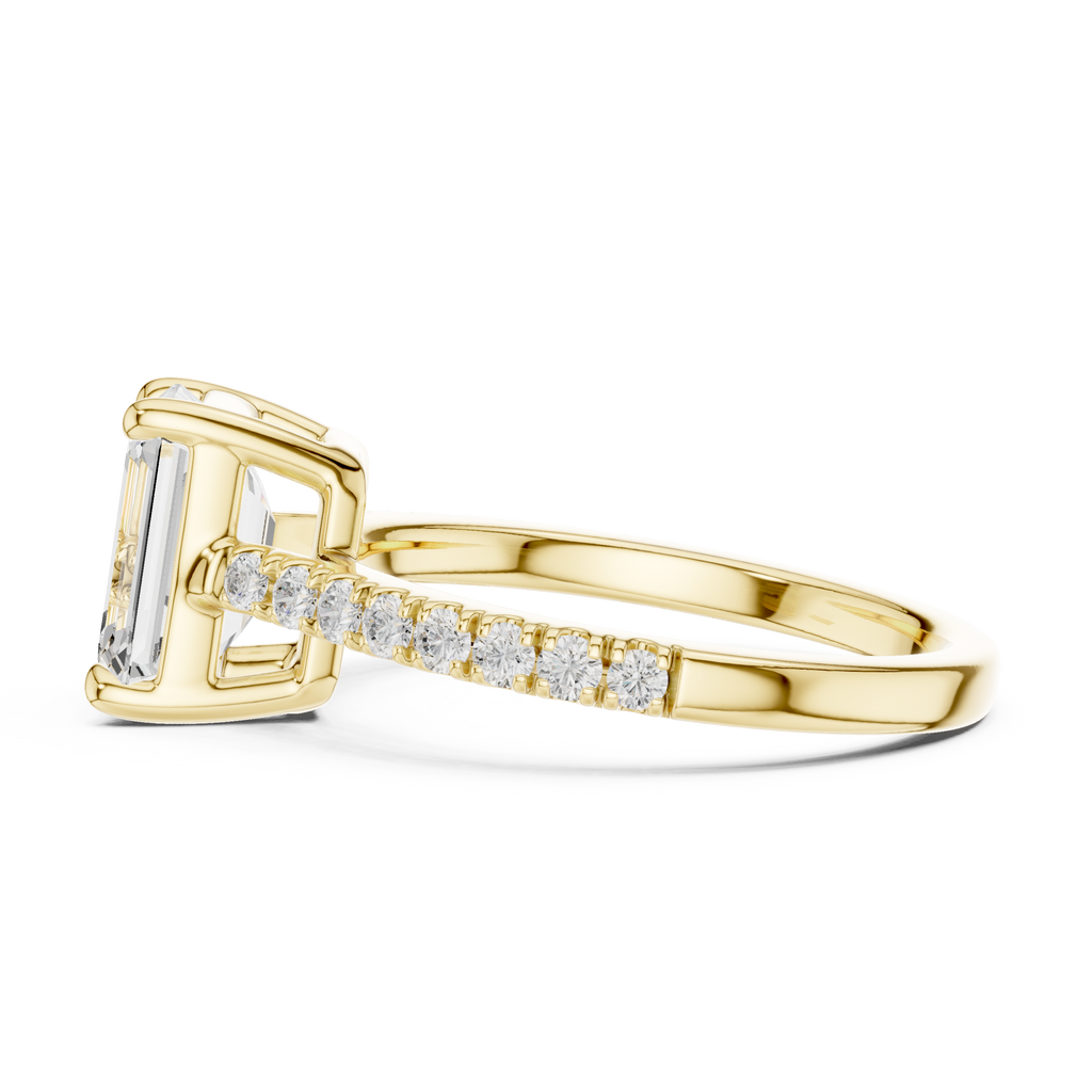 Emerald Cut Pavé Diamond Engagement Ring