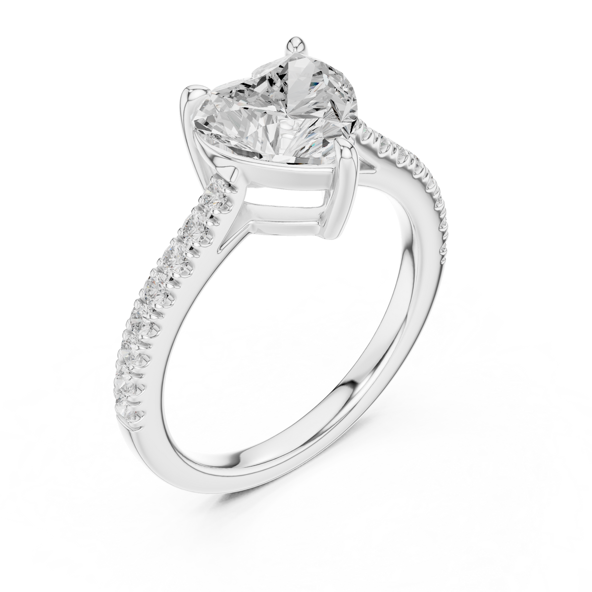 Heart Cut Pavé Diamond Engagement Ring – view 3 of 12, lab grown diamond ring | Jewelix Atelier