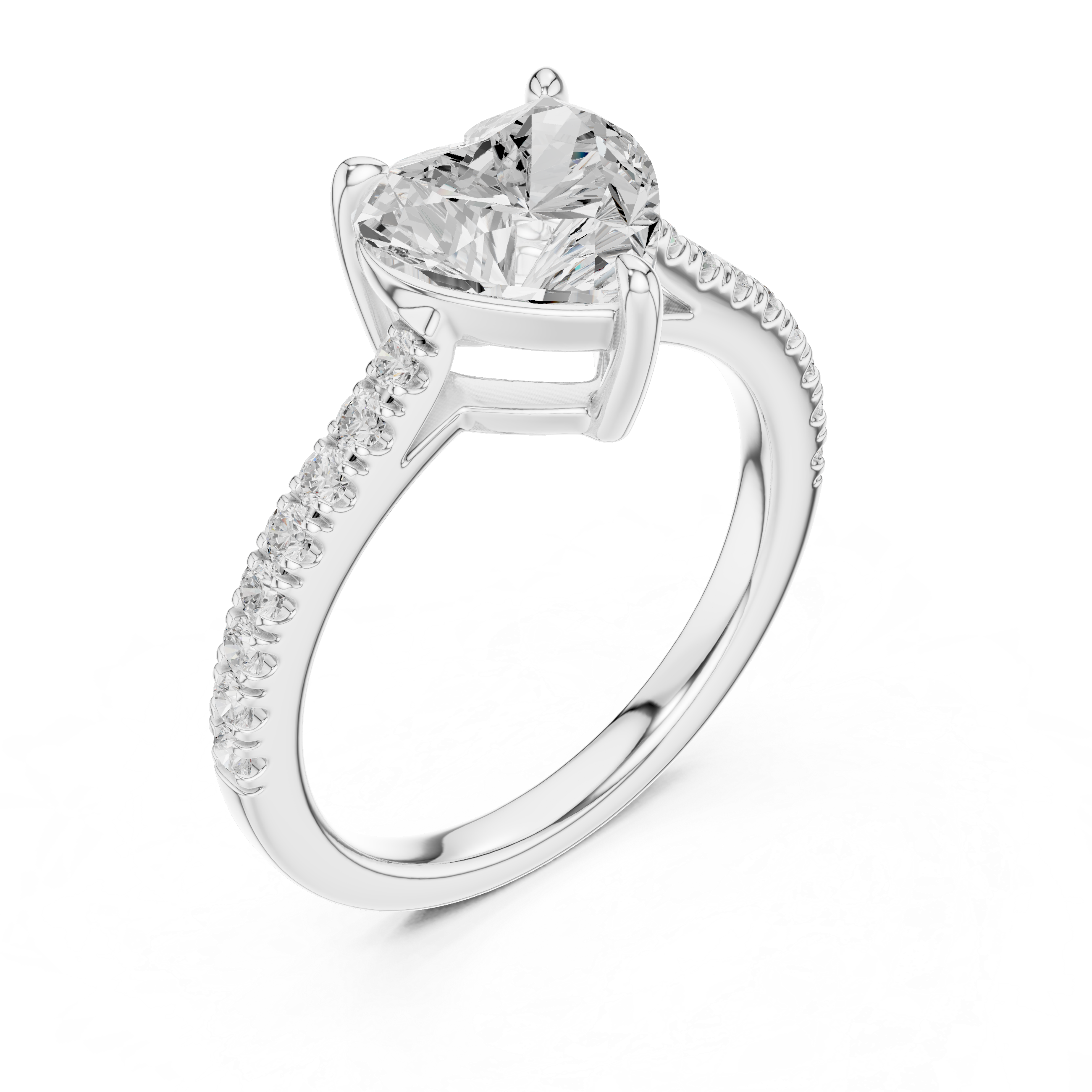 Heart Cut Pavé Diamond Engagement Ring
