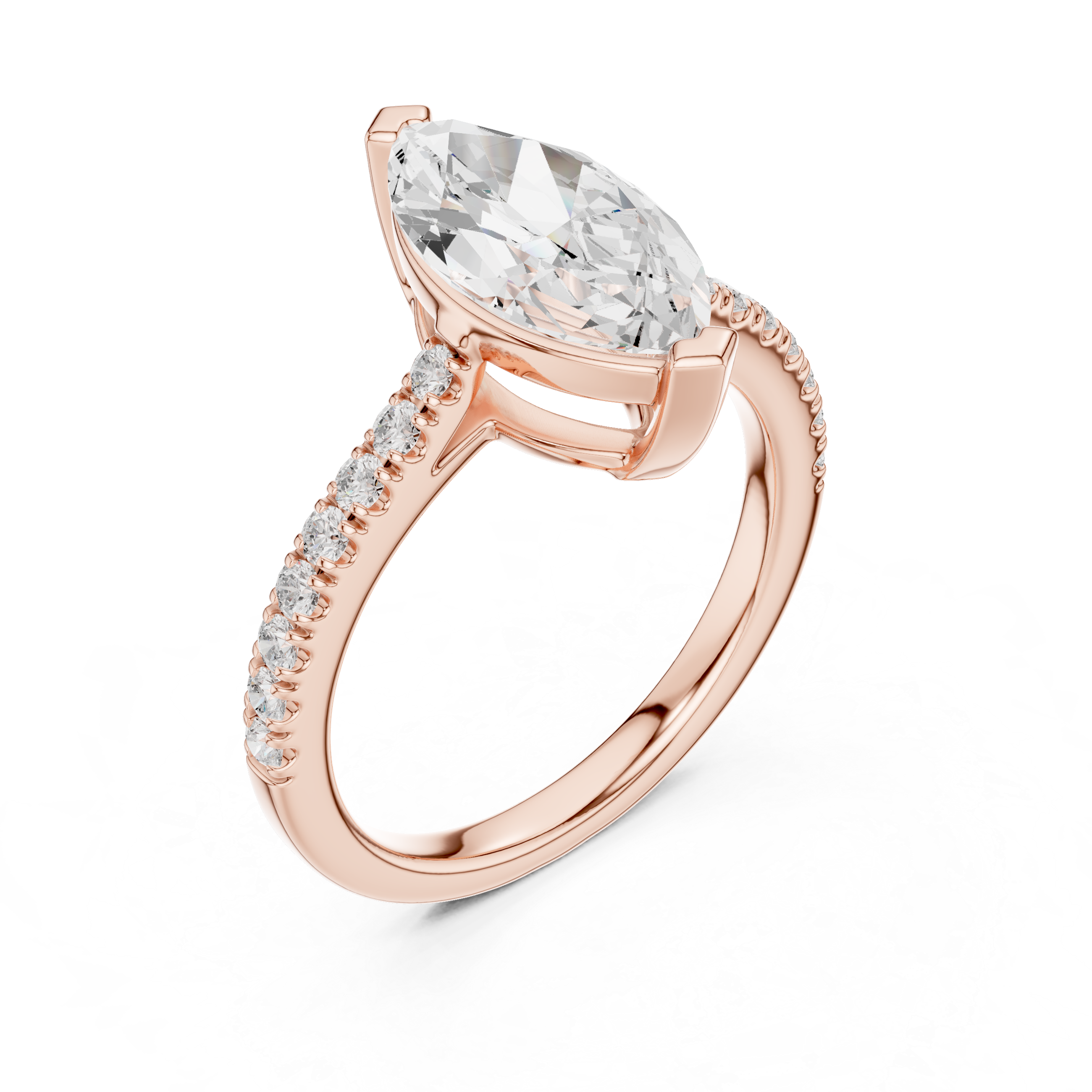 Marquise Cut Pavé Diamond Engagement Ring