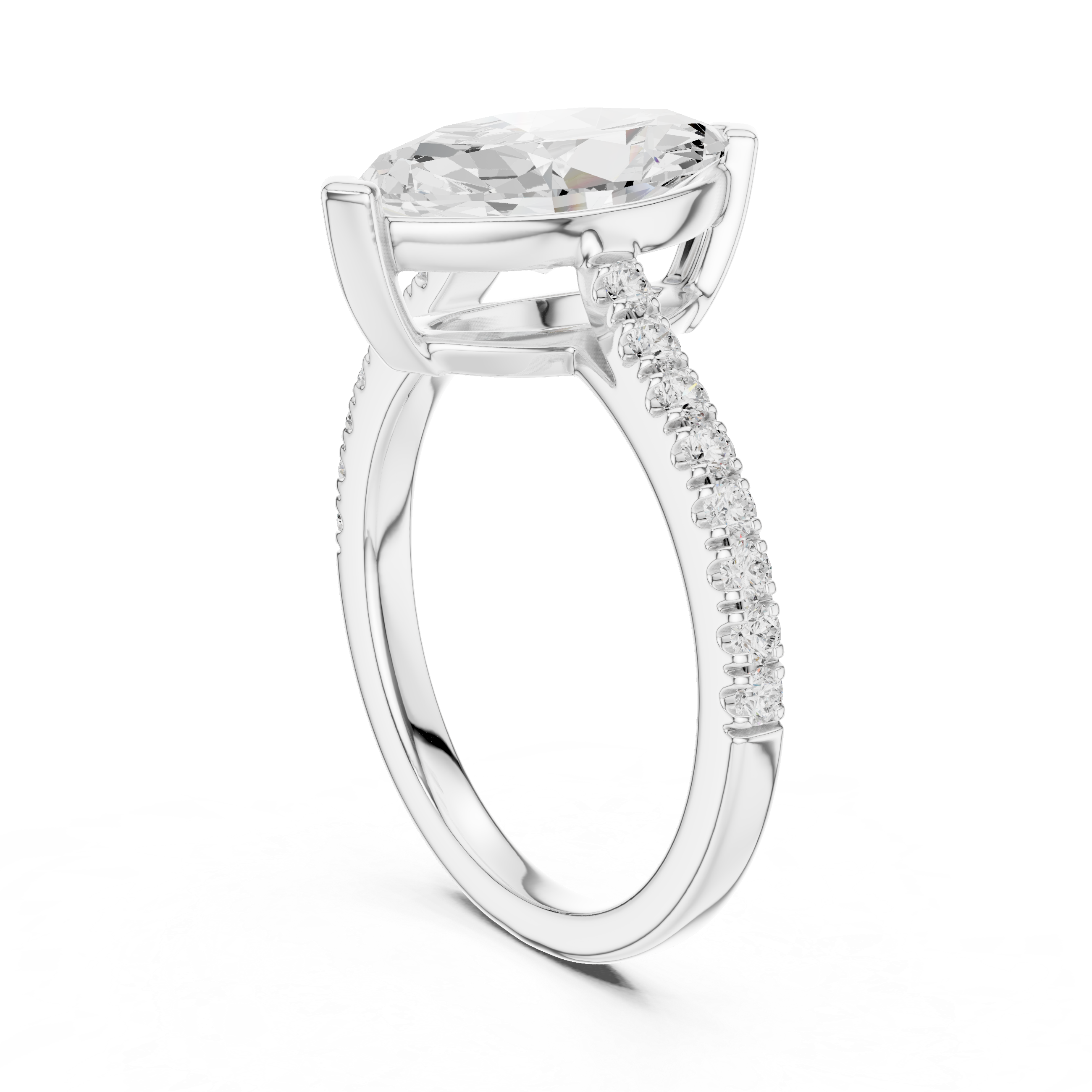 Marquise Cut Pavé Diamond Engagement Ring