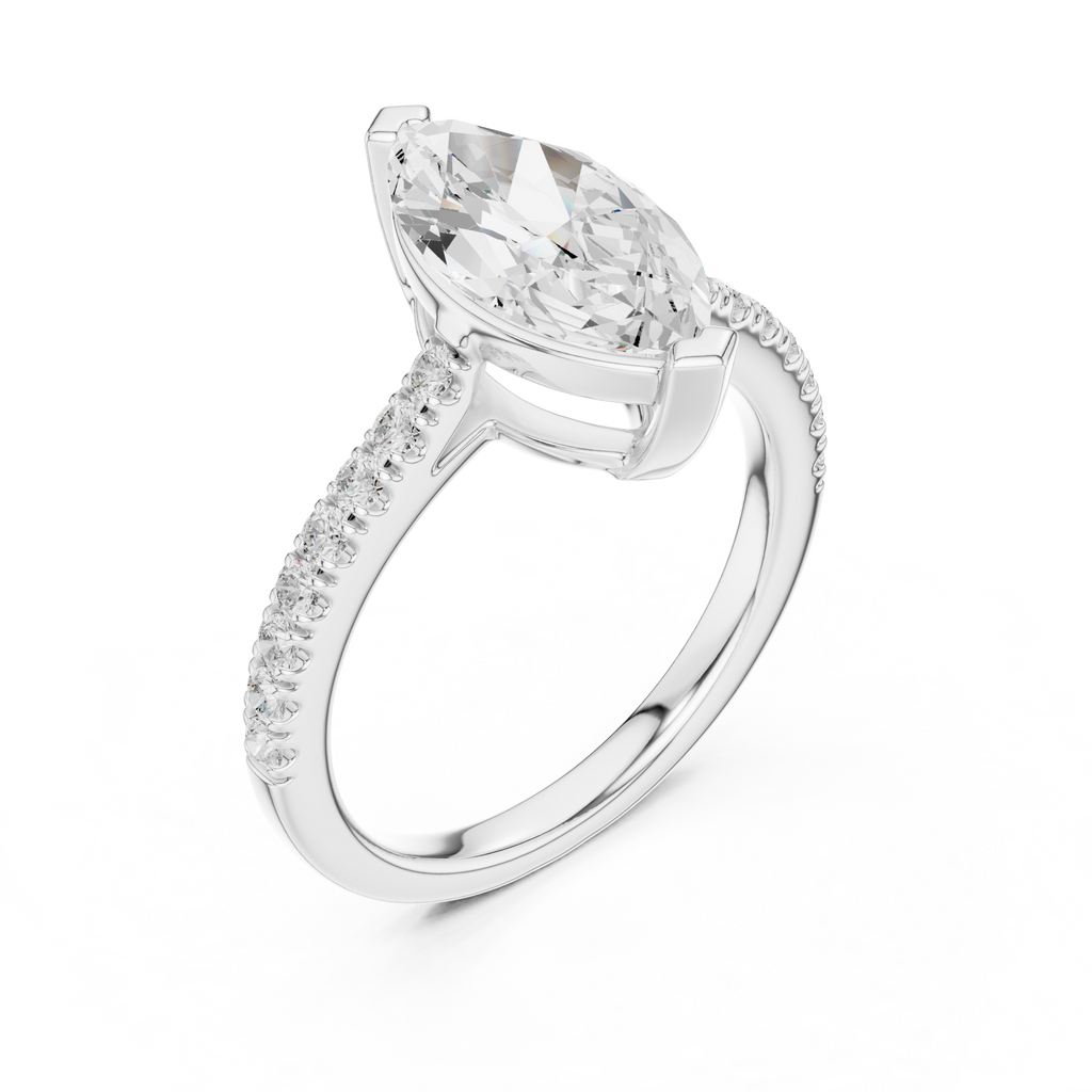 Marquise Cut Pavé Diamond Engagement Ring